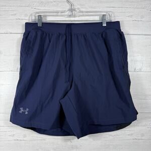 Under Armour Mens Size XL Blue Pull on Athletic Fitted Short With Inner Liner